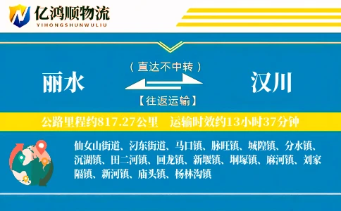 丽水到汉川物流公司
