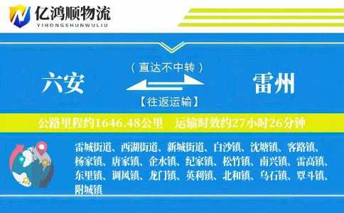 六安到雷州物流公司