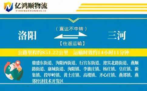 洛阳到三河物流公司