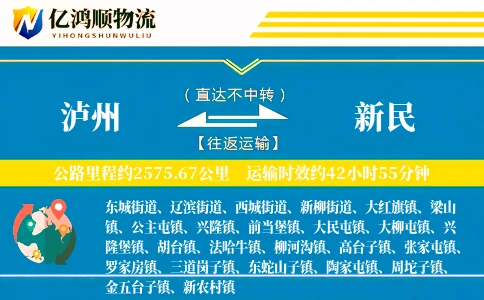 泸州到新民物流公司