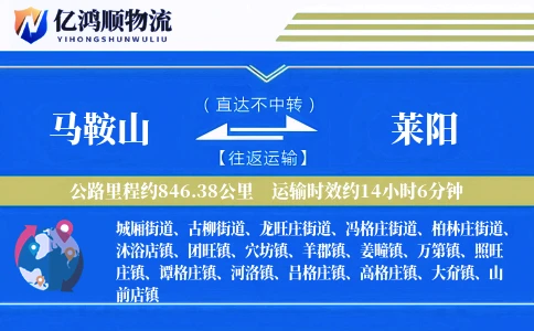 马鞍山到莱阳物流公司