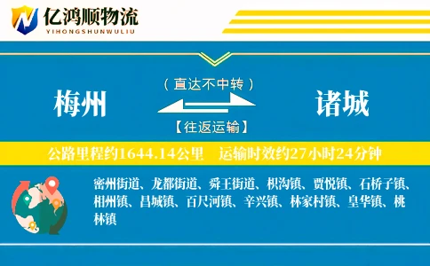 梅州到诸城物流公司