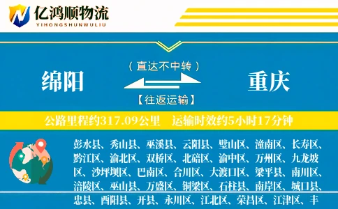 绵阳到重庆物流公司