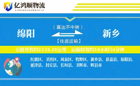 绵阳到新乡物流公司