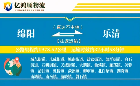 绵阳到乐清物流公司