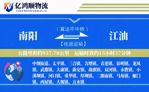南阳到江油物流公司