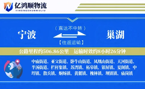宁波到巢湖物流公司