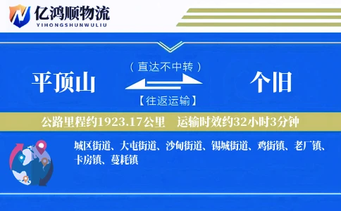 平顶山到个旧物流公司