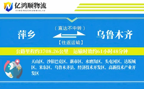 萍乡到乌鲁木齐物流公司