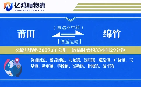 莆田到绵竹物流公司