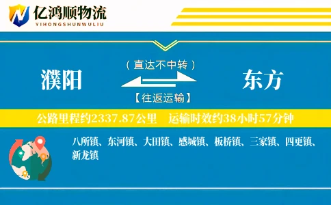 濮阳到东方物流公司
