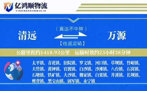 清远到万源物流公司