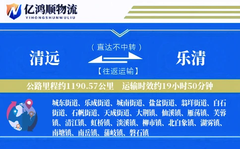 清远到乐清物流公司