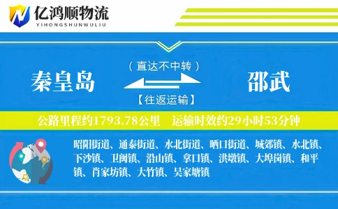 秦皇岛到邵武物流公司