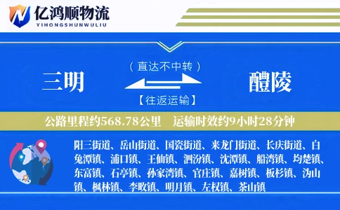 三明到醴陵物流公司