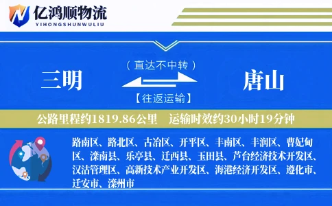 三明到唐山物流公司