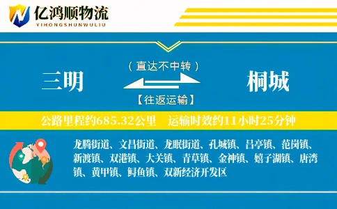 三明到桐城物流公司