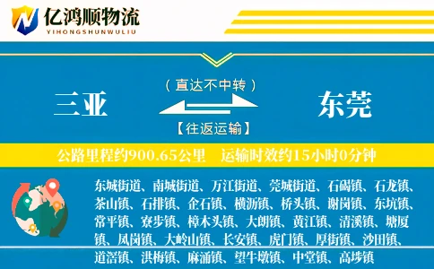 三亚到东莞物流公司