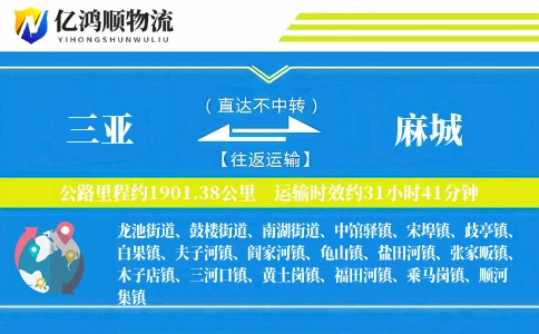 三亚到麻城物流公司