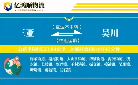 三亚到吴川物流公司