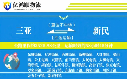 三亚到新民物流公司