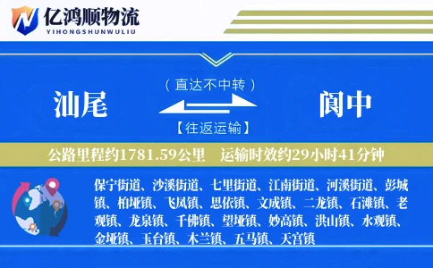 汕尾到阆中物流公司