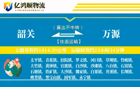 韶关到万源物流公司