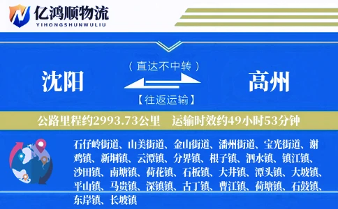 沈阳到高州物流公司