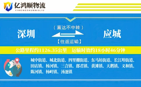 深圳到应城物流公司