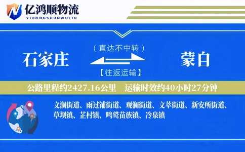 石家庄到蒙自物流公司