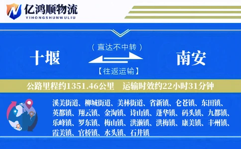 十堰到南安物流公司
