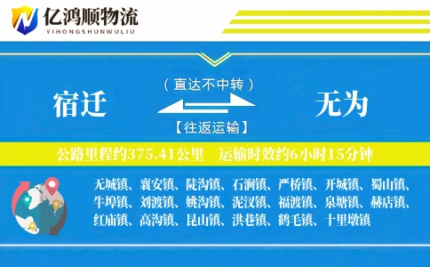 宿迁到无为物流公司