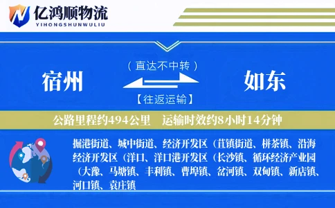 宿州到如东物流公司