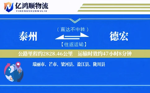 泰州到德宏物流公司