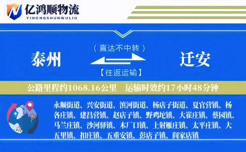 泰州到迁安物流公司