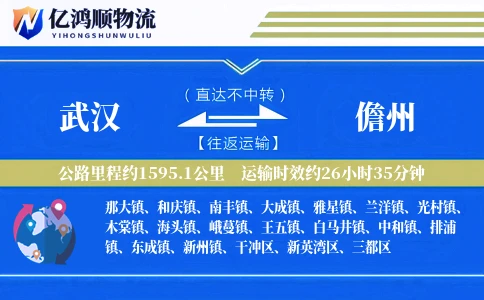 武汉到儋州物流公司