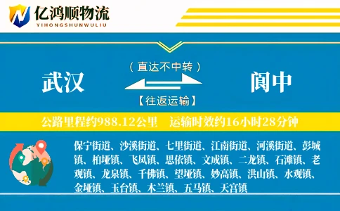 武汉到阆中物流公司