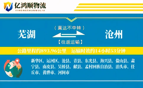 芜湖到沧州物流公司