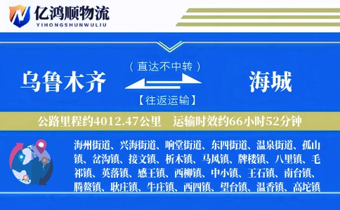 乌鲁木齐到海城物流公司