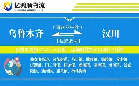 乌鲁木齐到汉川物流公司