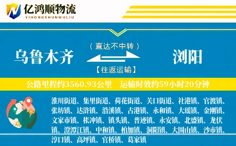 乌鲁木齐到浏阳物流公司