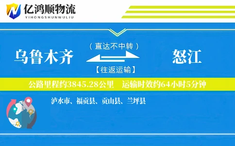 乌鲁木齐到怒江物流公司