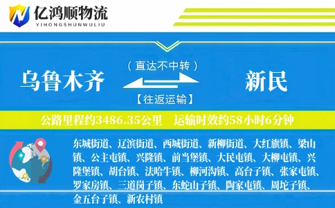 乌鲁木齐到新民物流公司
