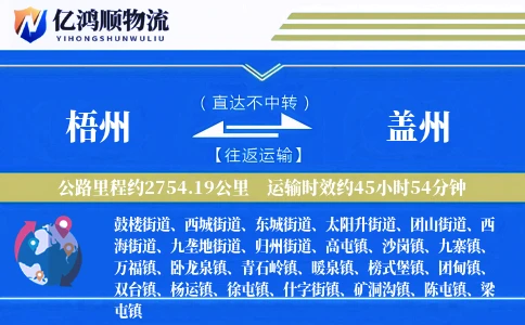 梧州到盖州物流公司