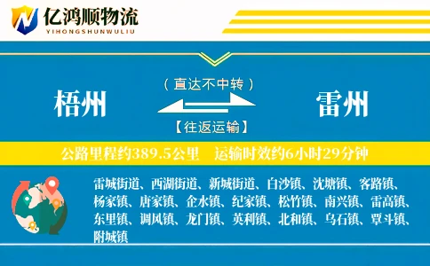 梧州到雷州物流公司