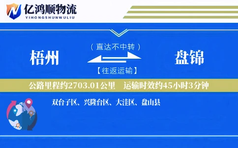 梧州到盘锦物流公司