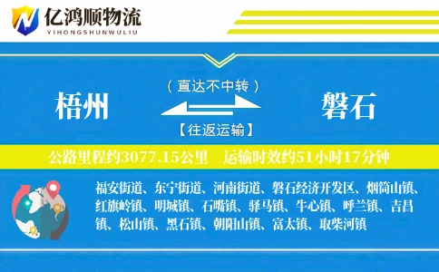 梧州到磐石物流公司