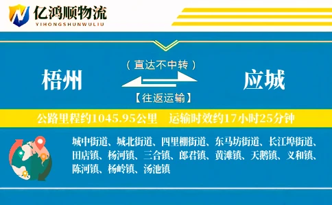梧州到应城物流公司