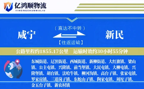 咸宁到新民物流公司