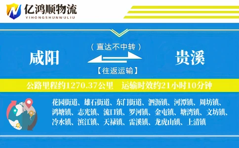 咸阳到贵溪物流公司